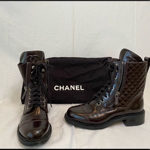 Chanel Sport Combat Boot Size 37 (Dark Burgundy)